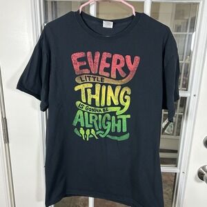 Fruit Of The Loom HD Cotton Every Little Thing Is Gonna Be Alright Rasta Size L